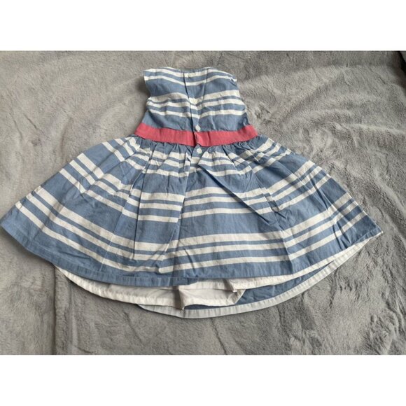Carters Baby Girls Blue & White Striped Dress With Pink Bow & Bloomer Set - Picture 2 of 7